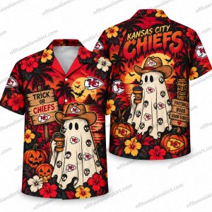 Kansas City Chiefs Ghost Sheet Trick-or-Treat Halloween Hawaiian Shirt