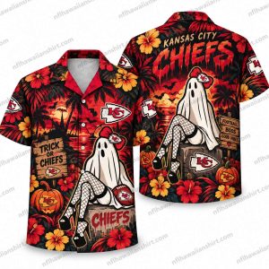 Kansas City Chiefs Ghost Trick-or-Treat Halloween Hawaiian Shirt