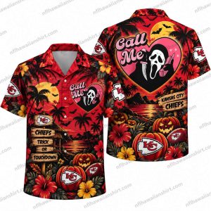 Kansas City Chiefs Ghostface Call Me Halloween Hawaiian Shirt