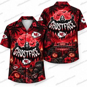 Kansas City Chiefs Ghostface Graphic Halloween Hawaiian Shirt