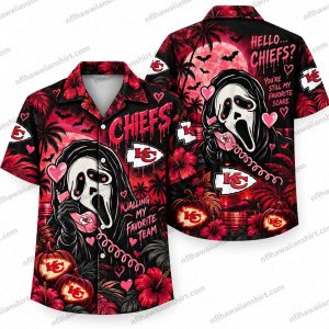 Kansas City Chiefs Ghostface Heart Pattern Halloween Hawaiian Shirt