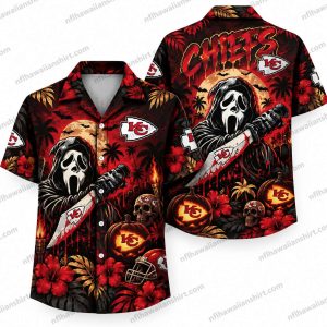 Kansas City Chiefs Ghostface Knife Night Halloween Hawaiian Shirt
