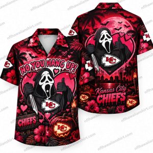 Kansas City Chiefs Ghostface Moonlit Graphic Halloween Hawaiian Shirt
