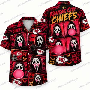 Kansas City Chiefs Ghostface Panel Repeat Halloween Hawaiian Shirt