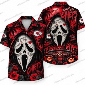Kansas City Chiefs Ghostface Portrait Stadium Halloween Hawaiian Shirt