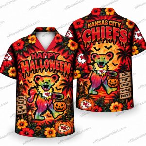 Kansas City Chiefs Happy Floral Halloween Hawaiian Shirt