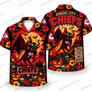 Kansas City Chiefs Hellhound Graveyard Halloween Hawaiian Shirt