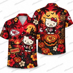 Kansas City Chiefs Hello Kitty Pumpkin Night Halloween Hawaiian Shirt