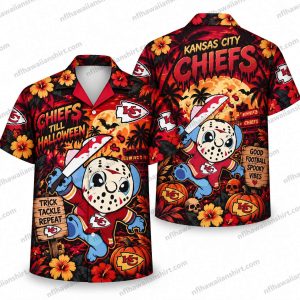 Kansas City Chiefs Hockey Mask Halloween Hawaiian Shirt