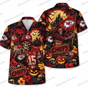Kansas City Chiefs Horror Football Graveyard Halloween Hawaiian Shirt
