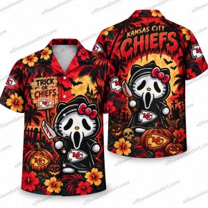 Kansas City Chiefs Horror Mask Mashup Halloween Hawaiian Shirt