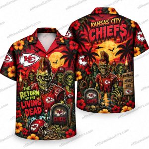 Kansas City Chiefs Living Dead Graveyard Halloween Hawaiian Shirt