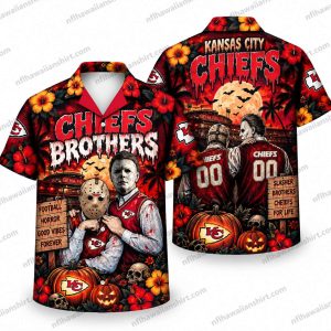 Kansas City Chiefs Masked Horror Brothers Halloween Hawaiian Shirt
