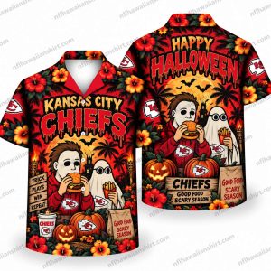 Kansas City Chiefs Michael Myers Fast Food Halloween Hawaiian Shirt