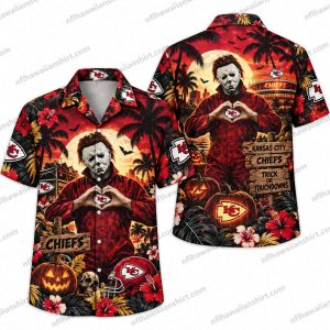 Kansas City Chiefs Michael Myers Pumpkin Night Halloween Hawaiian Shirt