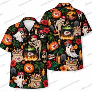 Kansas City Chiefs Monster Pumpkin Repeat Halloween Hawaiian Shirt