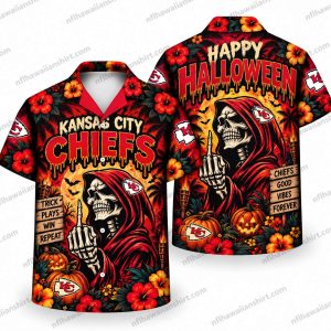 Kansas City Chiefs Reaper Happy Halloween Hawaiian Shirt
