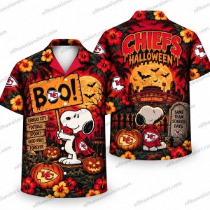 Kansas City Chiefs Snoopy BOO Pumpkin Halloween Hawaiian Shirt