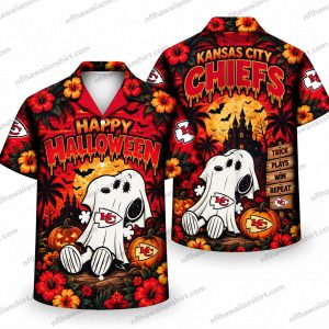 Kansas City Chiefs Snoopy Ghost Happy Halloween Hawaiian Shirt