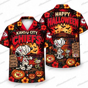 Kansas City Chiefs Snoopy Mummy Happy Halloween Hawaiian Shirt
