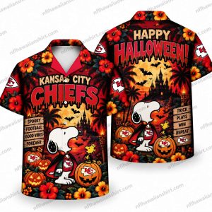 Kansas City Chiefs Snoopy Pumpkin Happy Halloween Hawaiian Shirt Kansas City Chiefs Snoopy Pumpkin Happy Halloween Hawaiian Shirt