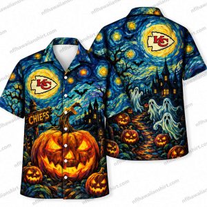 Kansas City Chiefs Starry Pumpkin Night Halloween Hawaiian Shirt