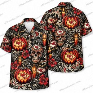 Kansas City Chiefs Sugar Skull Repeat Halloween Hawaiian Shirt