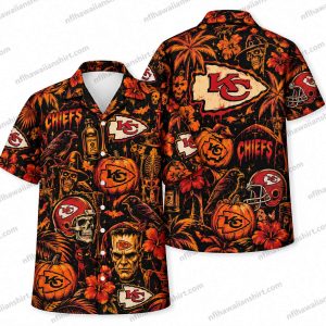 Kansas City Chiefs Vintage Repeat Halloween Hawaiian Shirt
