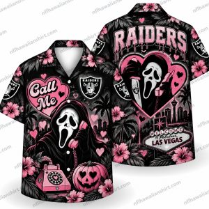 Las Vegas Raiders Ghostface Pink Halloween Halloween Hawaiian Shirt