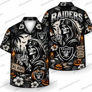 Las Vegas Raiders Grim Reaper Portrait Halloween Hawaiian Shirt