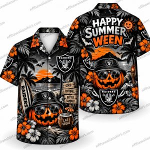 Las Vegas Raiders Happy Summerween Halloween Hawaiian Shirt