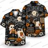 Las Vegas Raiders Monochrome Haunted Tropics Halloween Hawaiian Shirt