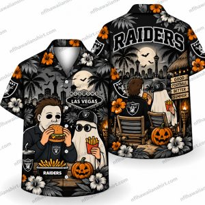 Las Vegas Raiders Haunted Pumpkin Night Halloween Hawaiian Shirt