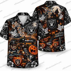 Las Vegas Raiders Haunted Stadium Night Halloween Hawaiian Shirt