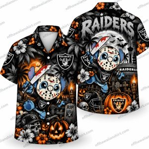 Las Vegas Raiders Hockey Mask Pumpkin Night Halloween Hawaiian Shirt