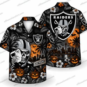 Las Vegas Raiders Phantom Pumpkin Night Halloween Hawaiian Shirt