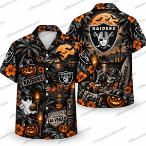 Las Vegas Raiders Pumpkin Graveyard Halloween Hawaiian Shirt