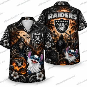 Las Vegas Raiders Stitch Halloween Night Halloween Hawaiian Shirt