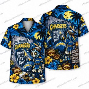 Los Angeles Chargers First Day Owl Halloween Hawaiian Shirt