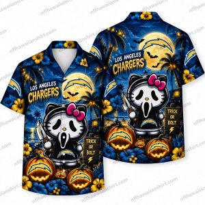 Los Angeles Chargers Ghostface Hello Kitty Mashup Halloween Hawaiian Shirt