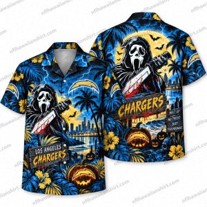 Los Angeles Chargers Ghostface Stadium Moonlight Halloween Hawaiian Shirt
