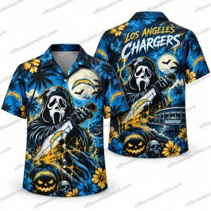 Los Angeles Chargers Ghostface Stadium Moonlight Halloween Hawaiian Shirt
