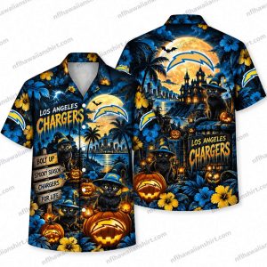 Los Angeles Chargers Haunted Chargers Mansion Halloween Hawaiian Shirt