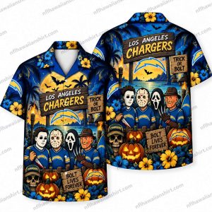 Los Angeles Chargers Horror Icons Lineup Halloween Hawaiian Shirt