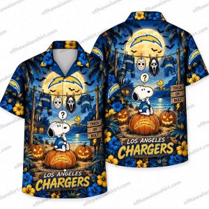 Los Angeles Chargers Snoopy Mystery Pumpkin Halloween Hawaiian Shirt