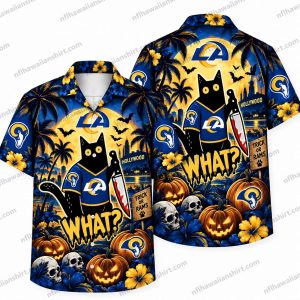 Los Angeles Rams Black Cat What Halloween Hawaiian Shirt