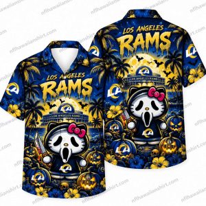 Los Angeles Rams Ghostface Hello Kitty Mashup Halloween Hawaiian Shirt