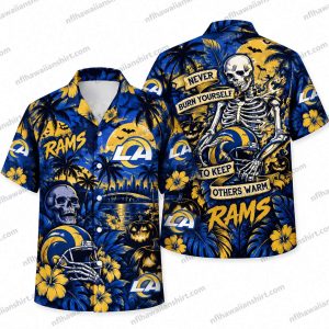 Los Angeles Rams Skeleton Fan Keep Others Warm Halloween Hawaiian Shirt