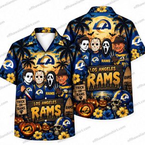 Los Angeles Rams Slasher Ensemble Trick or Rams Halloween Hawaiian Shirt