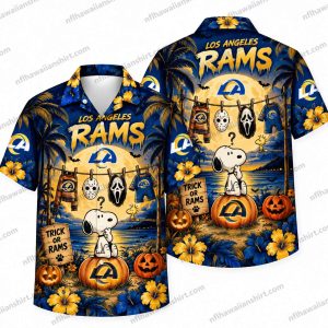 Los Angeles Rams Snoopy Horror Mask Night Halloween Hawaiian Shirt